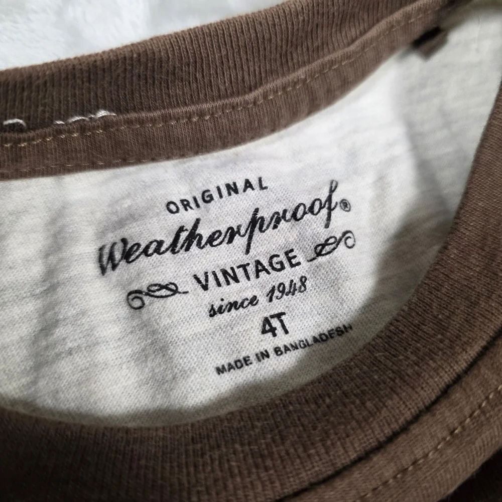 Weatherproof Vintage 2pc‎ Outfit Set Boys 4T Brown Gray Good Pocket Tee Joggers